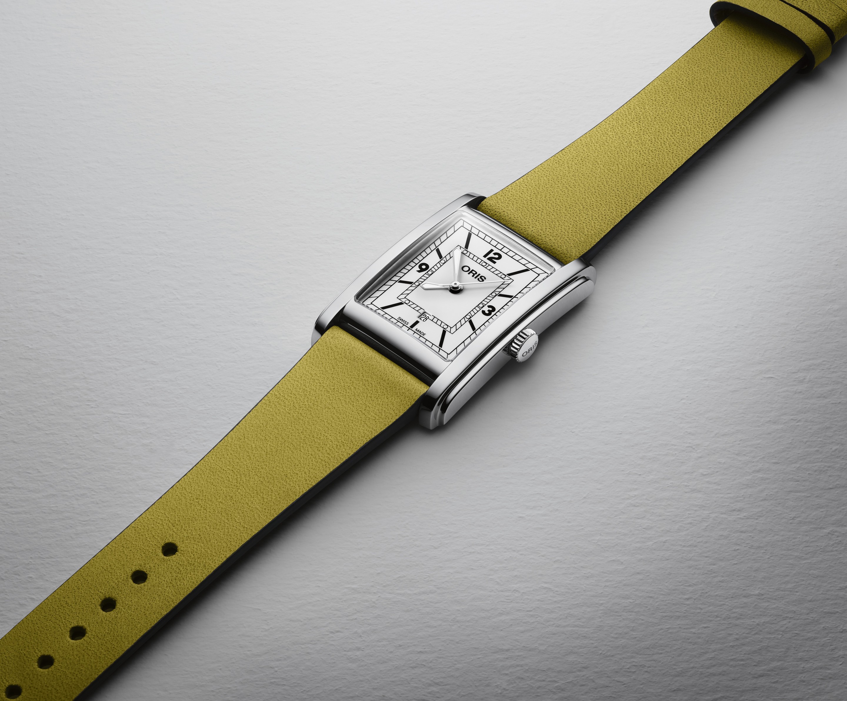 ORIS RECTANGULAR Женские швейцарские часы, автоматический механизм, сталь, 26х30 мм